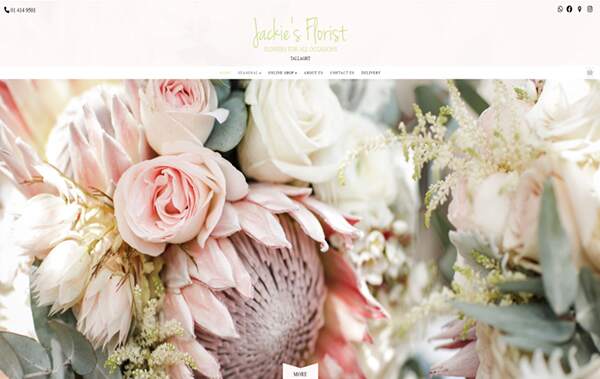 Jackie's Florist website example in Ireland