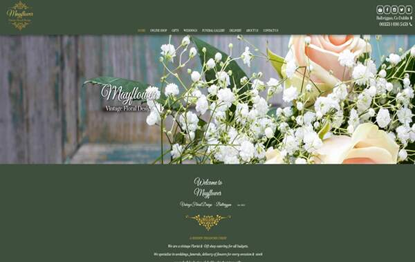 Mayflower Vintage Floral Design website example in Ireland